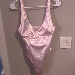 Forever 21 Blush Satin Body Suit